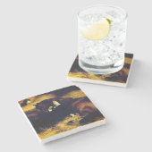 Dessous-de-verre En Pierre Femme et Cheval (Côté)