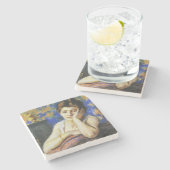 Dessous-de-verre En Pierre Femme penchée sur une chaise (Côté)