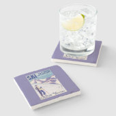 Dessous-de-verre En Pierre Femme posant l'affiche ouverte de pentes (Côté)