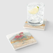 Dessous-de-verre En Pierre Femme victorienne Champagne rouge heureuse (Côté)