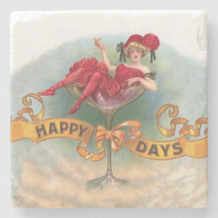 Dessous-de-verre En Pierre Femme victorienne Champagne rouge heureuse