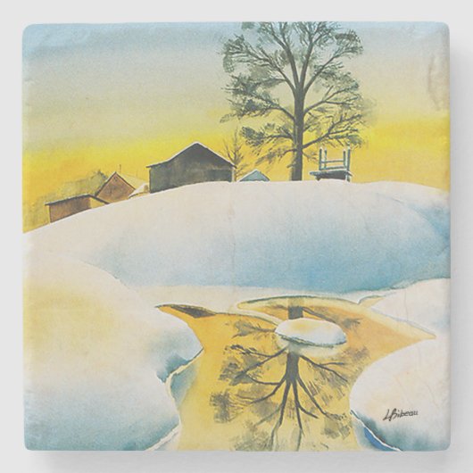 Dessous-de-verre En Pierre Ferme d'hiver (Devant)