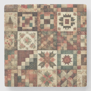 Dessous-de-verre En Pierre Ferme rustique Terracotta Patchwork Quilt Floral