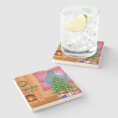 Dessous-de-verre En Pierre Festif Fête de Noël (Côté)