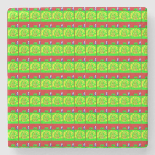 Dessous-de-verre En Pierre Festive "Joyeux" histoire de Noël (Devant)