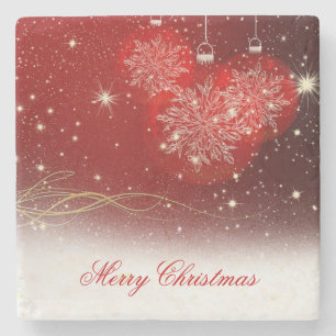 Dessous-de-verre En Pierre Festive "Joyeux Noël" flocons de neige ornements