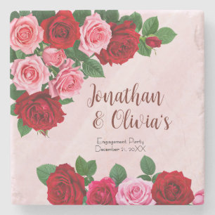Dessous-de-verre En Pierre Fête de fiançailles avec des roses