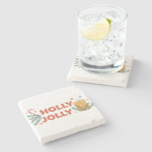 Dessous-de-verre En Pierre Fête de Noël Holly Jolly (Côté)