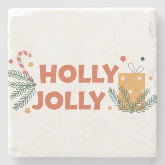 Dessous-de-verre En Pierre Fête de Noël Holly Jolly (Devant)