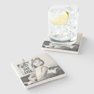 Dessous-de-verre En Pierre Fête des pères photo personnalisée du meilleur 