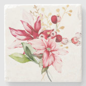 Dessous-de-verre En Pierre Fête d'hiver poinsettia aquarelle fleurs (Devant)