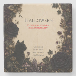 Dessous-de-verre En Pierre Fête Halloween gothique Roses, Lierre sombre, Papi