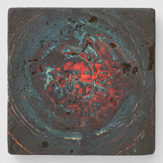 Dessous-de-verre En Pierre Feu rouge d'enfer océanique (Devant)