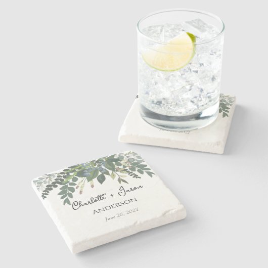 Dessous-de-verre En Pierre Feuillage de jardin Nature Verdure                 (Côté)