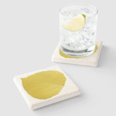 Dessous-de-verre En Pierre Feuille d'Aspen jaune #5 (Côté)