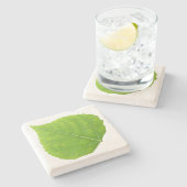 Dessous-de-verre En Pierre Feuille d'Aspen vert #11 (Côté)
