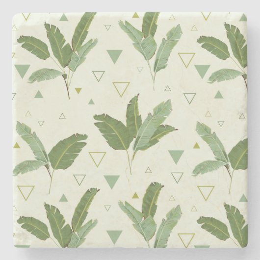 Dessous-de-verre En Pierre Feuille de banane avec triangles 2 (Devant)