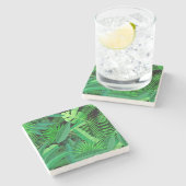 Dessous-de-verre En Pierre Feuille de palmiers tropicaux (Côté)