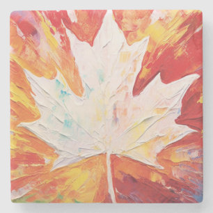 Dessous-de-verre En Pierre Feuille d'érable classique canadienne