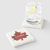 Dessous-de-verre En Pierre Feuille d'érable rouge du CANADA (Côté)