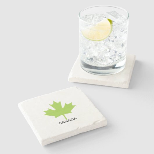 Dessous-de-verre En Pierre Feuille d'érable verte Canada (Côté)