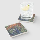 Dessous-de-verre En Pierre Feuille orange (Côté)
