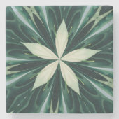 Dessous-de-verre En Pierre Feuilles Blanches Dans Un Kaléidoscope De Forêt Ve (Devant)