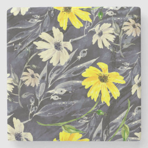 Dessous-de-verre En Pierre Feuilles d'automne, baies : motif d'aquarelle.