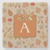 Dessous-de-verre En Pierre Feuilles d'automne Monogram Thanksgiving (Devant)