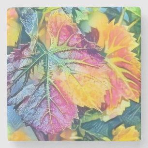 Dessous-de-verre En Pierre Feuilles de automne colorées avec aquarelle de cou