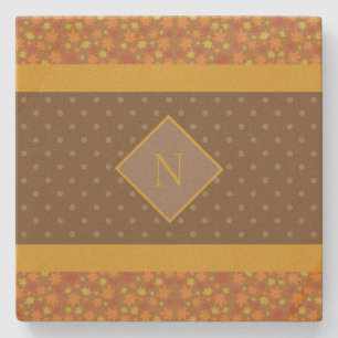 Dessous-de-verre En Pierre Feuilles de automne modernes Monogramme Polka Brow