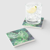Dessous-de-verre En Pierre Feuilles de Monstera Tropical (Côté)