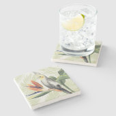 Dessous-de-verre En Pierre Feuilles de palmiers à oiseaux noirs (Côté)