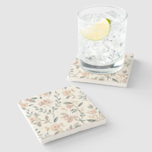 Dessous-de-verre En Pierre Feuilles de peinture aquarelle botanique florale b