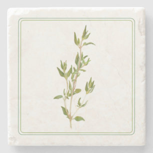 Dessous-de-verre En Pierre FEUILLES DE THYM FRAIS Dessous de verre en pierre