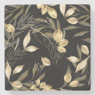 Dessous-de-verre En Pierre Feuilles d'or : Exotic Botanical sans soudure