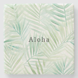 Dessous-de-verre En Pierre Feuilles Tropicales Vertes Aloha