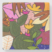 Dessous-de-verre En Pierre feuilles tropicaux Abstraits et fleurs (Devant)