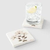 Dessous-de-verre En Pierre Feuilles verts à fleurs Abstraites d'ivoire en Rus (Côté)