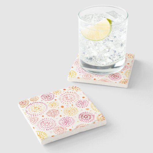 Dessous-de-verre En Pierre Feux d'aquarelle mignonne en jaune et orange (Côté)