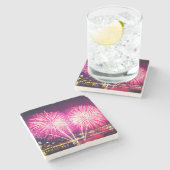 Dessous-de-verre En Pierre Feux d'artifice roses (Côté)