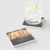 Dessous-de-verre En Pierre Feux de fourrage (Côté)