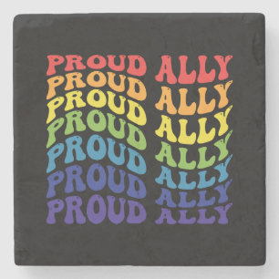 Dessous-de-verre En Pierre Fière Ally LGBTQ GAY PRIDE Arc en ciel