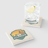 Dessous-de-verre En Pierre Fierté de l'État | Illinois (Côté)