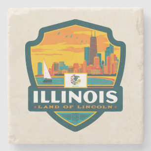 Dessous-de-verre En Pierre Fierté de l'État   Illinois