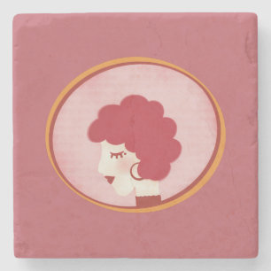 Dessous-de-verre En Pierre Fille à tête rouge dans le miroir