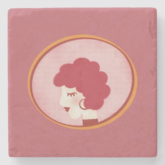 Dessous-de-verre En Pierre Fille à tête rouge dans le miroir (Devant)