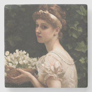 Dessous-de-verre En Pierre Fille aux fleurs de pois (par Edward Poynter)