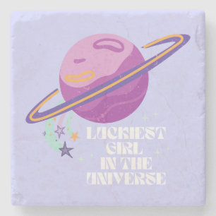 Dessous-de-verre En Pierre Fille chanceuse, Fille chanceuse, Lucky, Affirmati