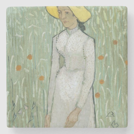 Dessous-de-verre En Pierre Fille dans le blanc (Devant)